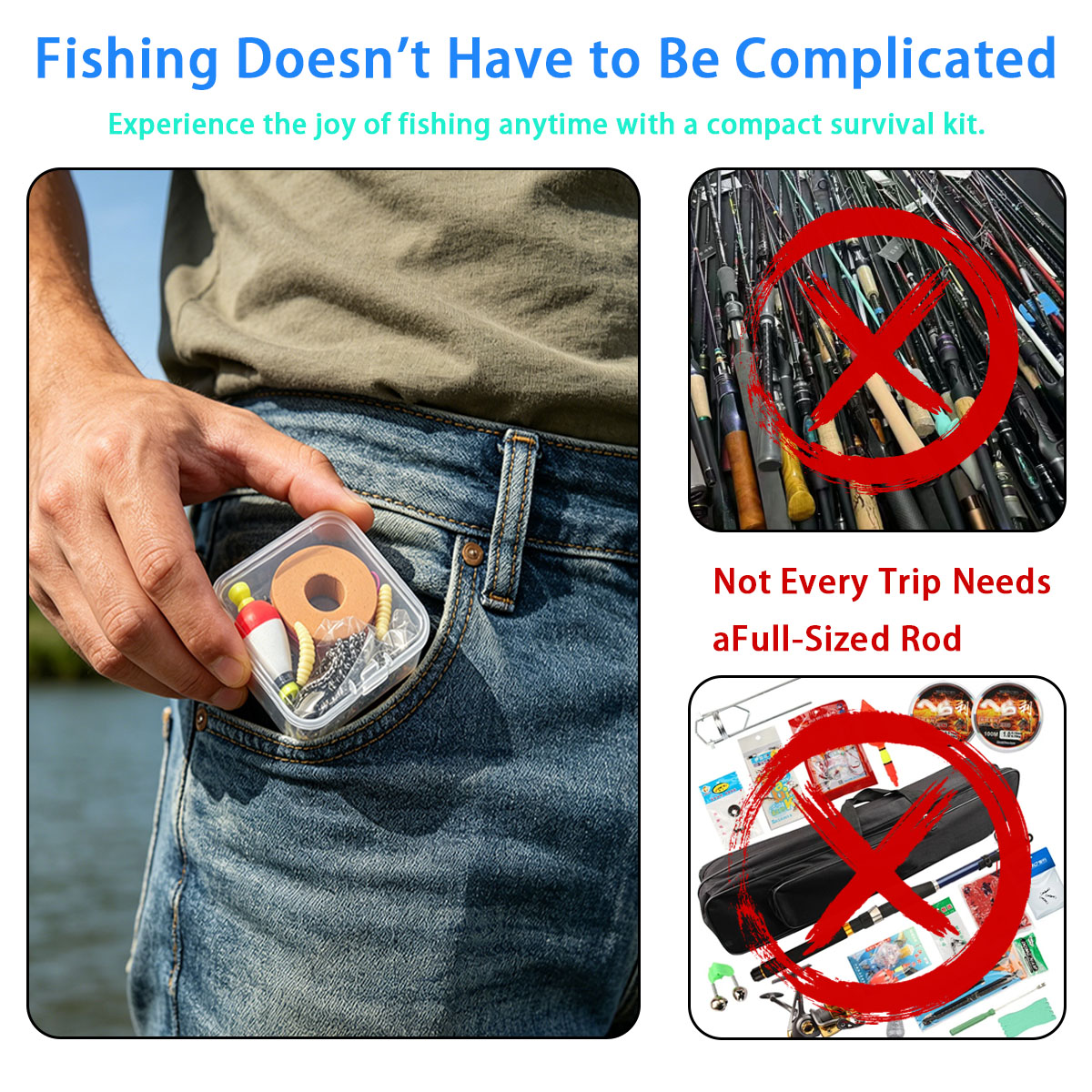 Fishing Line Box - Set Peralatan Memancing Darurat Portabel, Perlengkapan